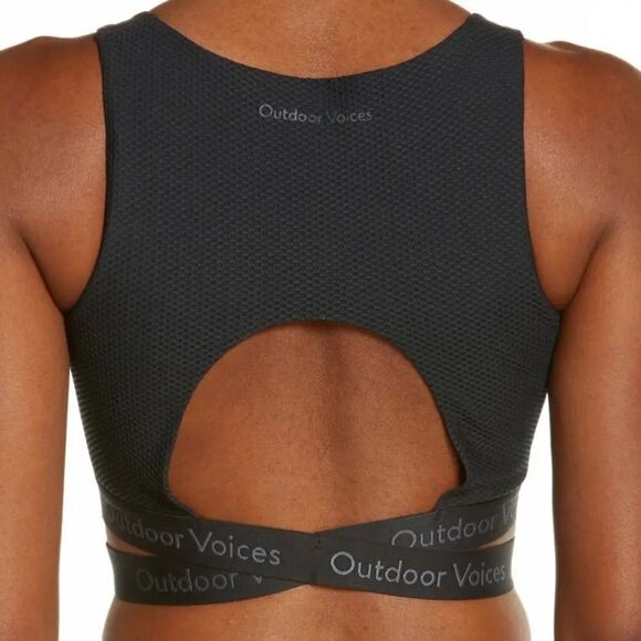 Outdoor Voices NWT Move Free Criss Cross TechSweat Night Crop Top Sports Bra M - Picture 2 of 7